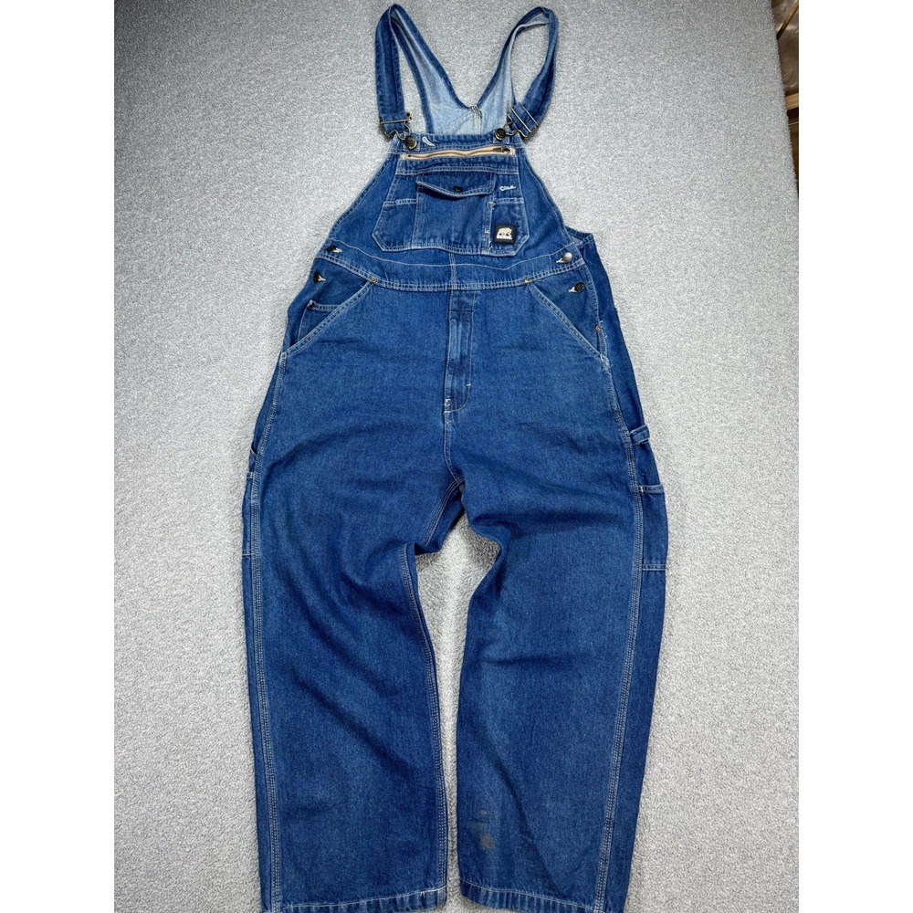 Berne Denim Bib Overalls Men's 38x30 Blue Carpenter Straight Relaxed Fit Utility